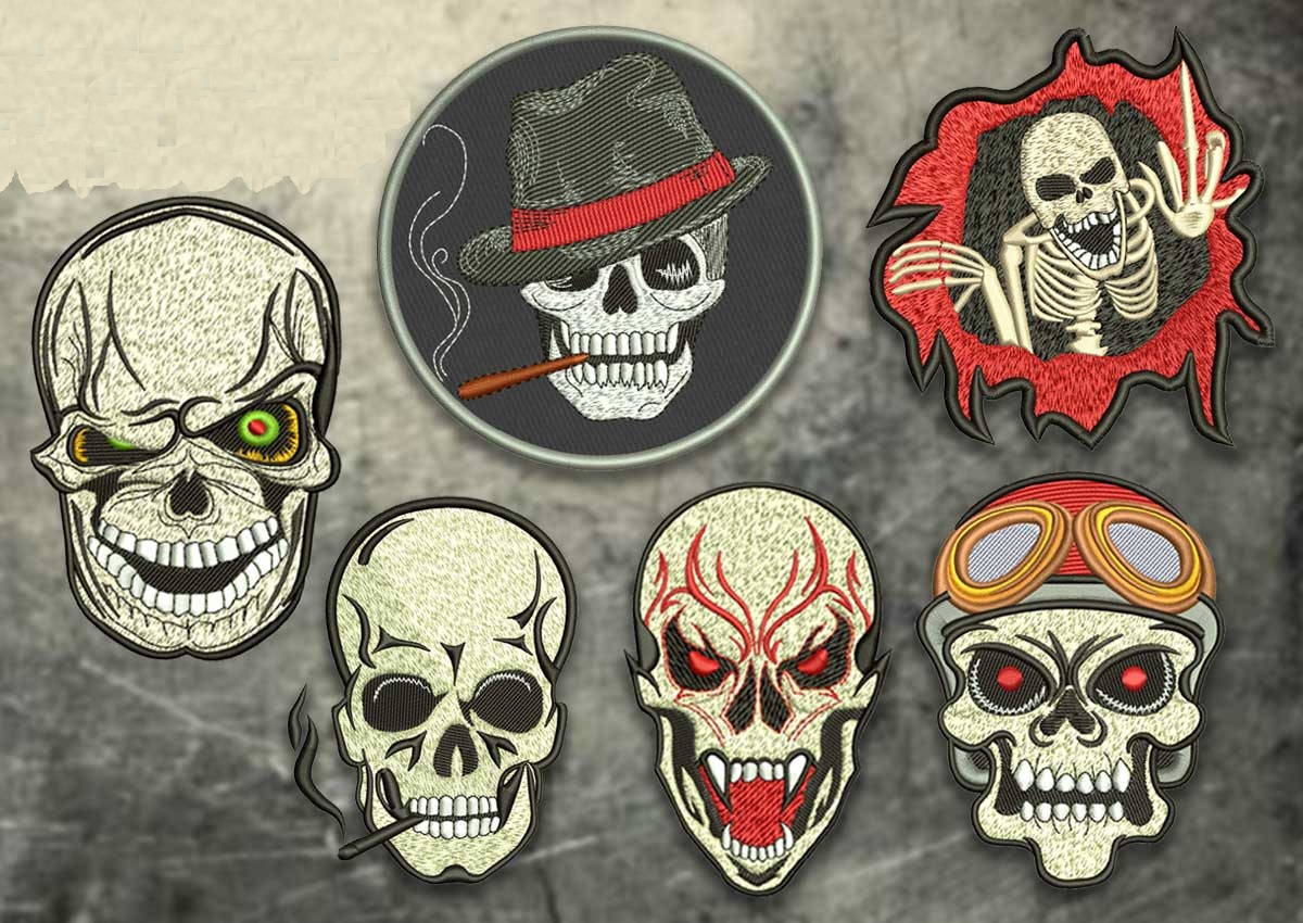 Skull Collection Embroidery Designs (3 sizes)