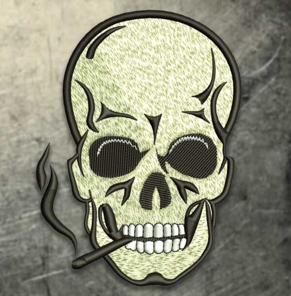 Smoking Skull Embroidery Design