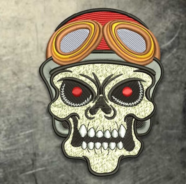 Red-Eyed Skull Embroidery Design