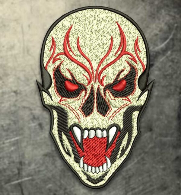 Vampire Skull Embroidery Design